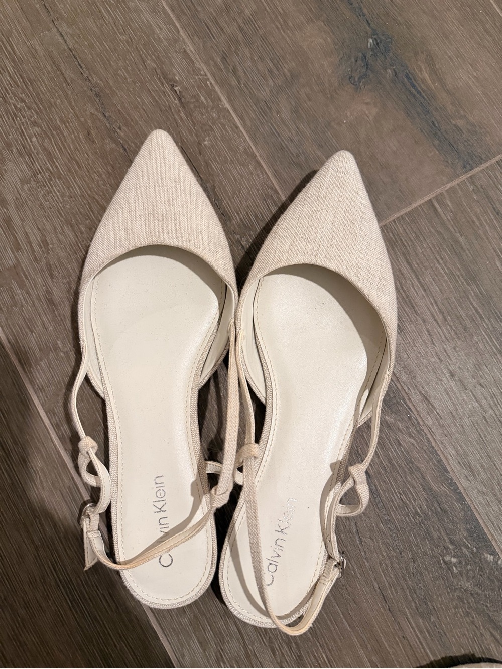 Calvin Klein Women's Pointed Slingback Flats in Beige